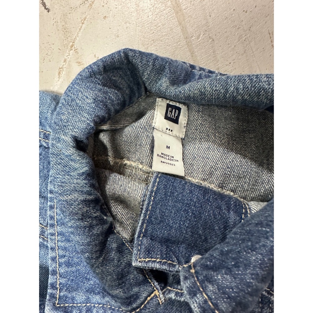 Classic Medium Wash Denim Trucker Jacket Button Front Blue Jean Coat - Picture 8 of 8